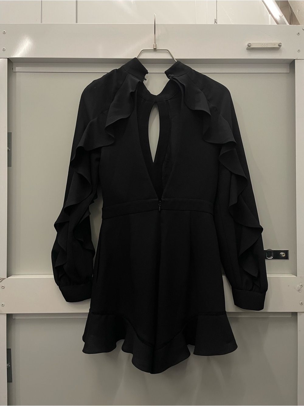 BCBGMaxAzria Black Ruffle Romper - Picture 4 of 6